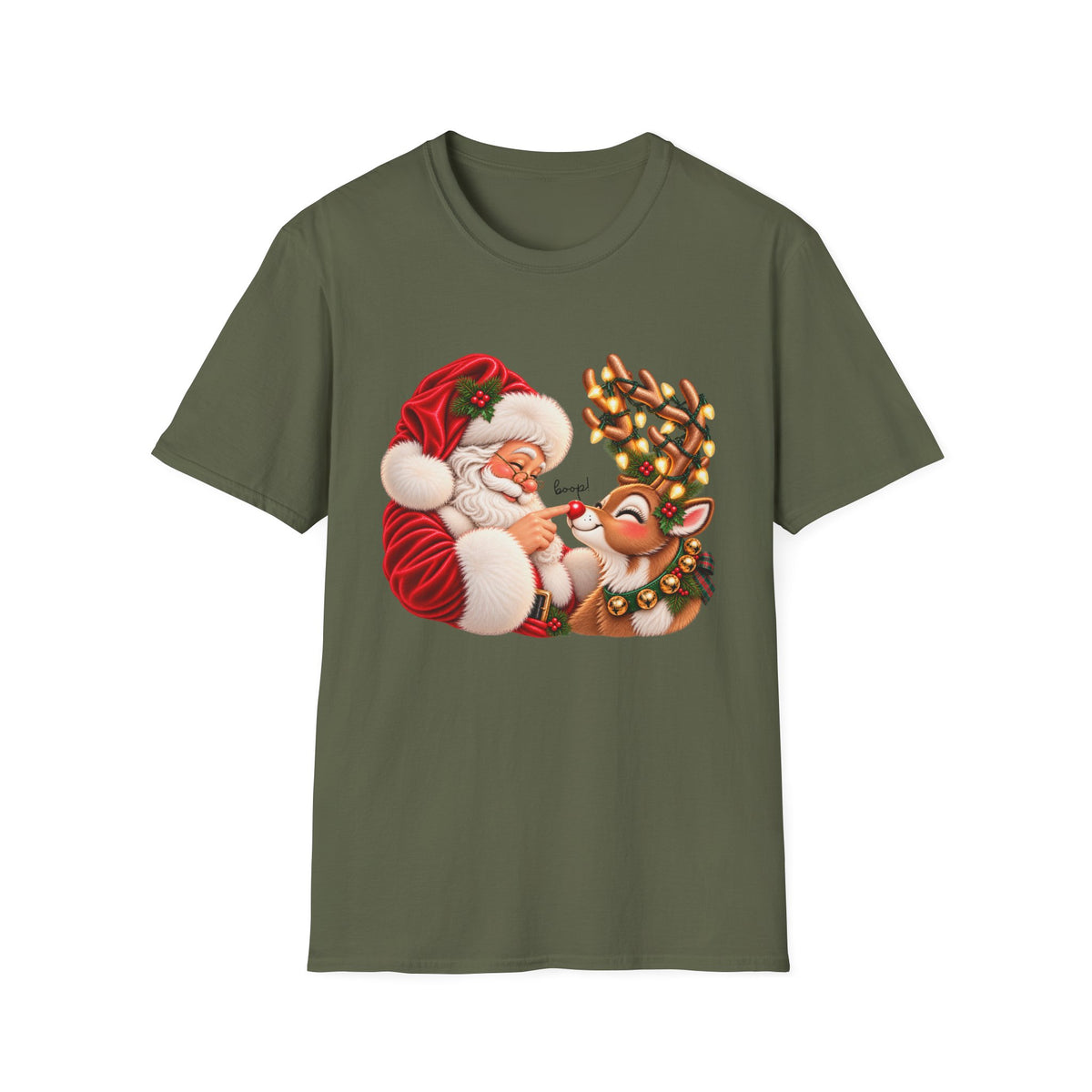 Santa & Rudolph “Boop!” Christmas Graphic Tee 🎄❤️