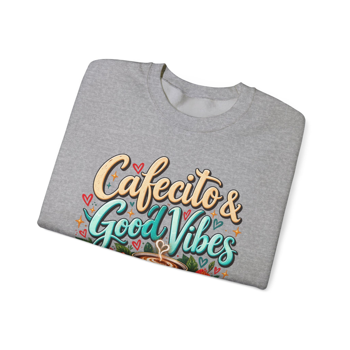 Cafecito & Good Vibes Sweatshirt ☕🇵🇷🌺 - Puerto Rican Inspired Cozy Crewneck