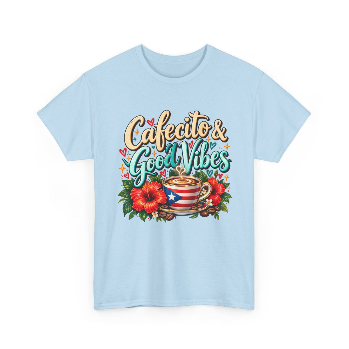 Cafecito & Good Vibes T-Shirt ☕🇵🇷🌺 - Puerto Rican Coffee Lover Tee
