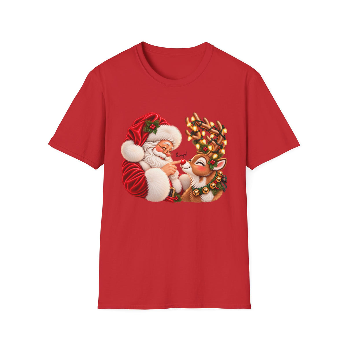 Santa & Rudolph “Boop!” Christmas Graphic Tee 🎄❤️