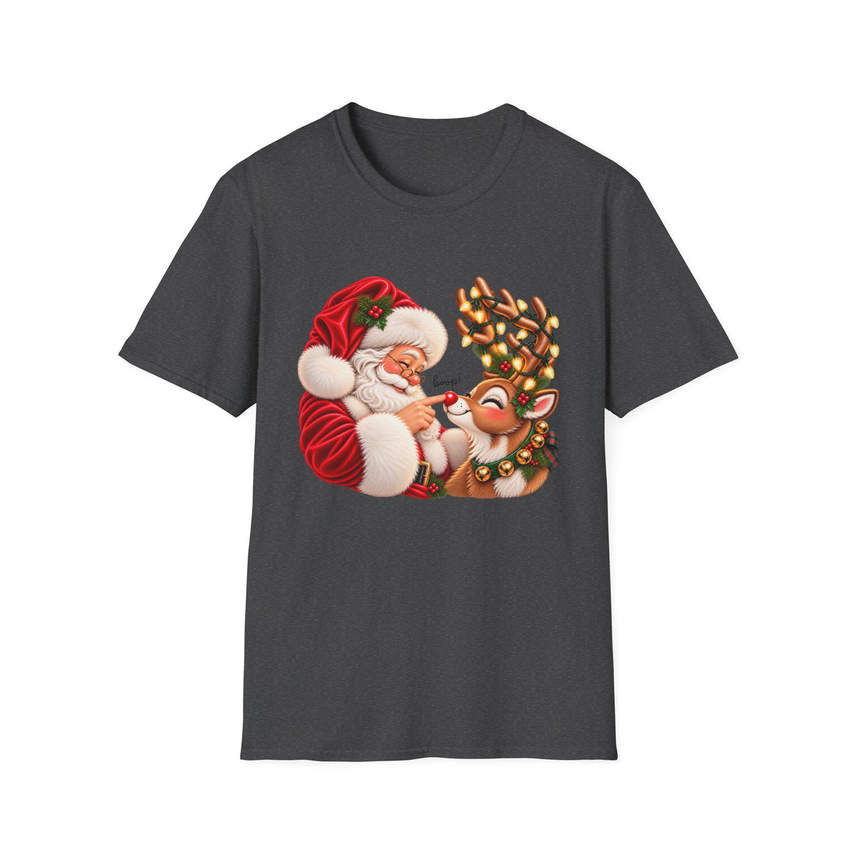 Santa & Rudolph “Boop!” Christmas Graphic Tee 🎄❤️
