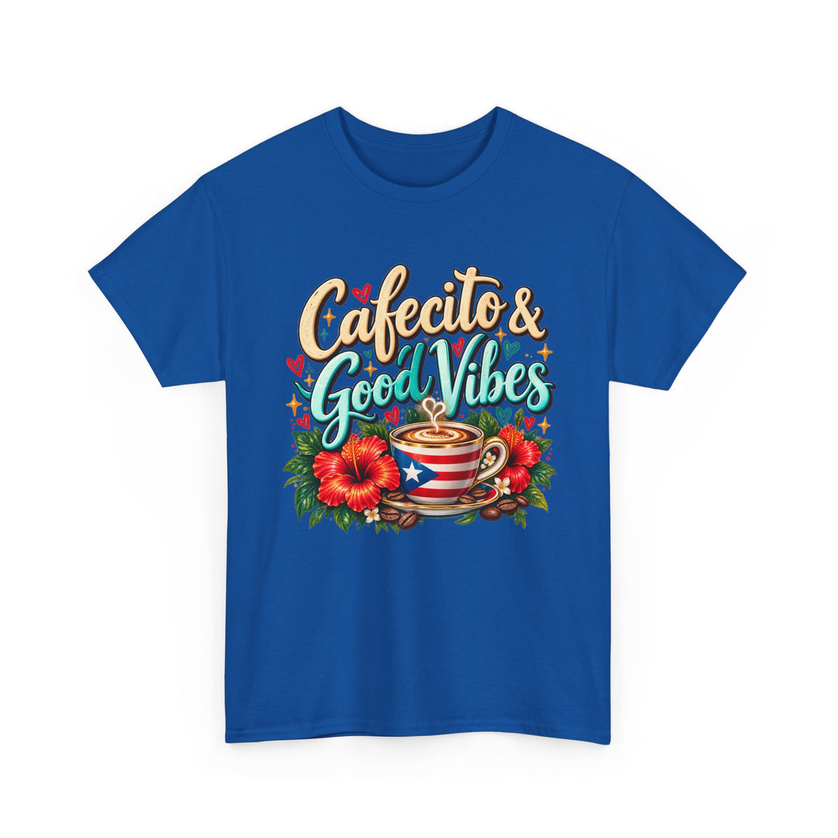 Cafecito & Good Vibes T-Shirt ☕🇵🇷🌺 - Puerto Rican Coffee Lover Tee