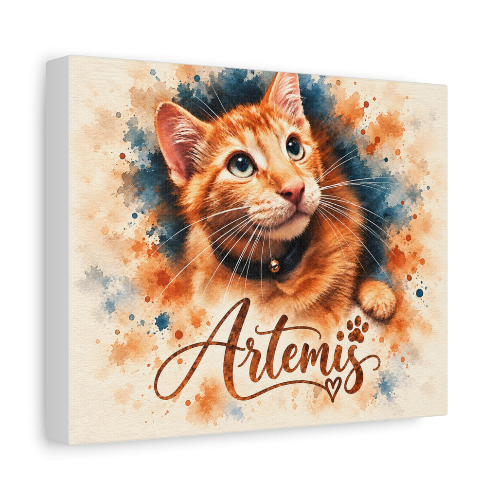 Custom Watercolor Pet Portrait Canvas - Personalized Pet Photo Wall Art
