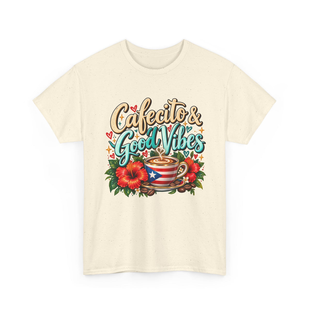 Cafecito & Good Vibes T-Shirt ☕🇵🇷🌺 - Puerto Rican Coffee Lover Tee