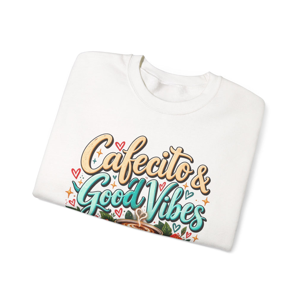 Cafecito & Good Vibes Sweatshirt ☕🇵🇷🌺 - Puerto Rican Inspired Cozy Crewneck