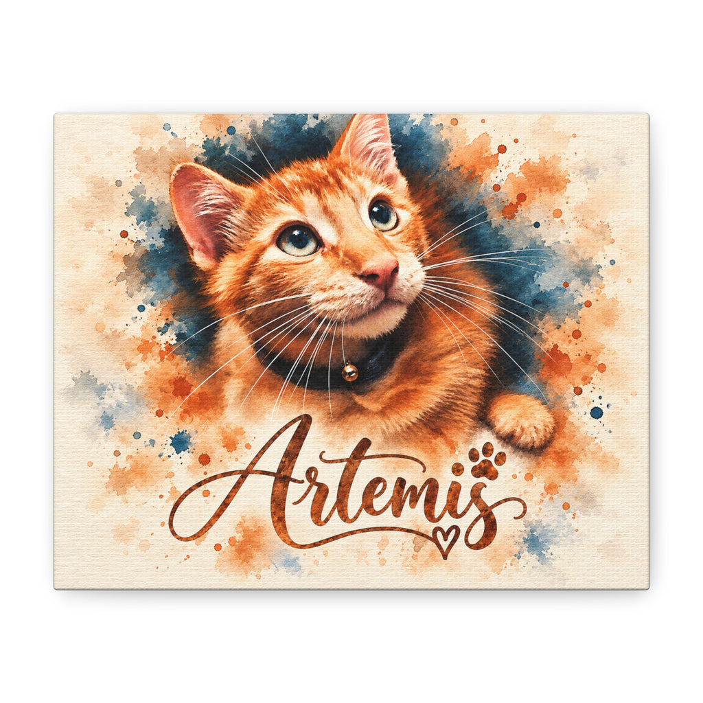 Custom Watercolor Pet Portrait Canvas - Personalized Pet Photo Wall Art