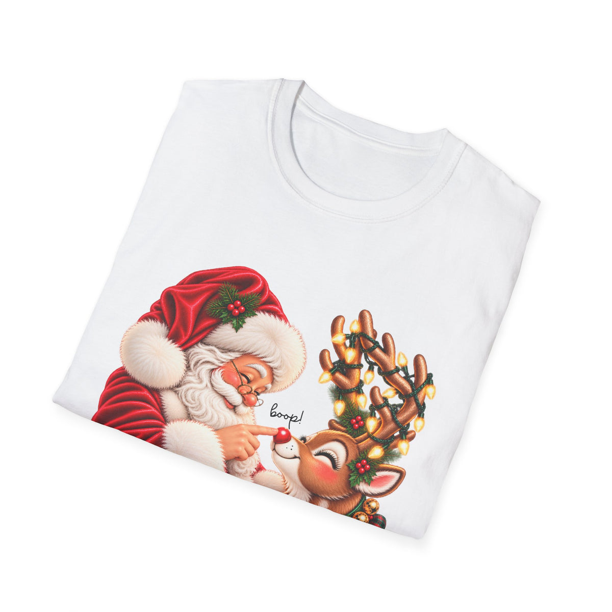 Santa & Rudolph “Boop!” Christmas Graphic Tee 🎄❤️