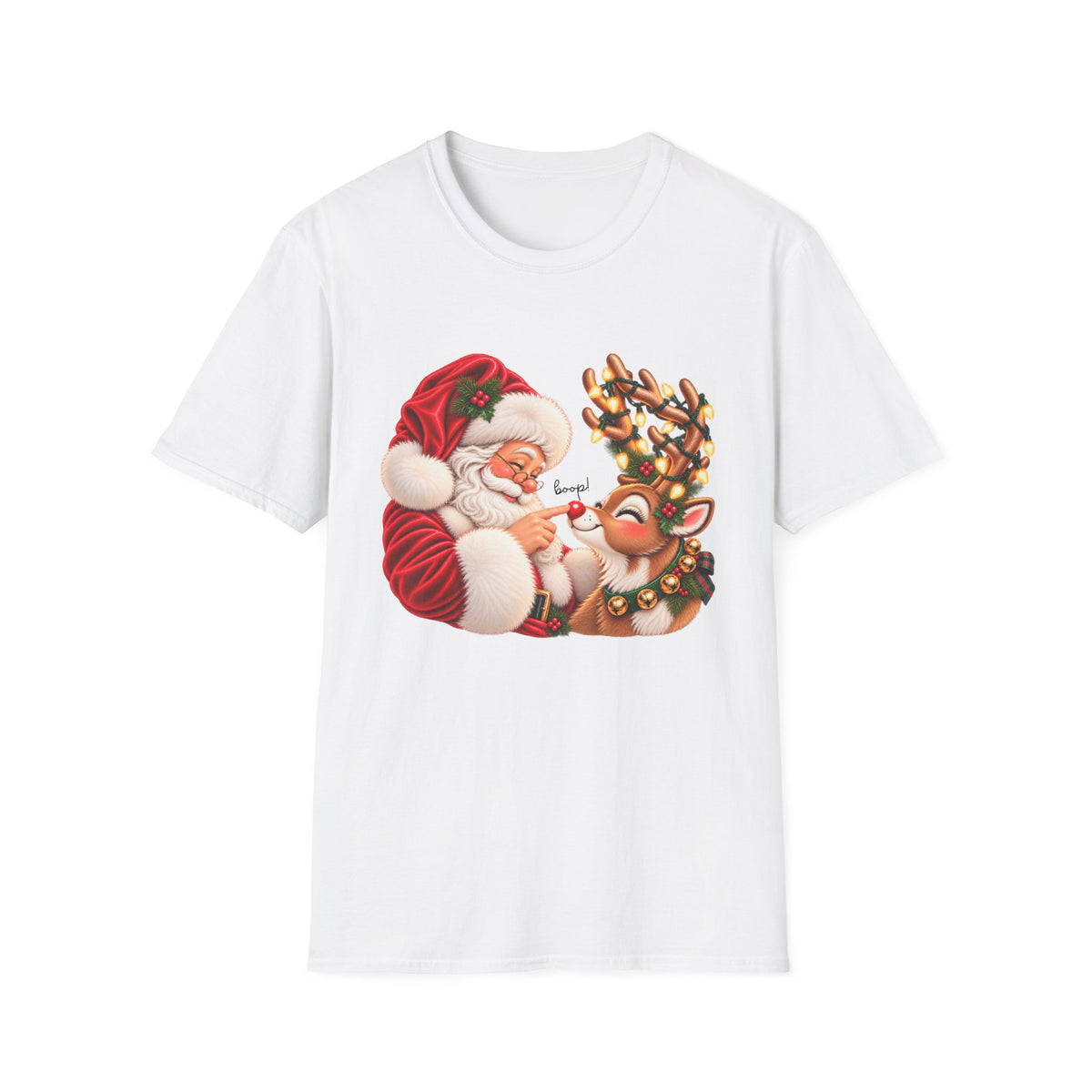 Santa & Rudolph “Boop!” Christmas Graphic Tee 🎄❤️