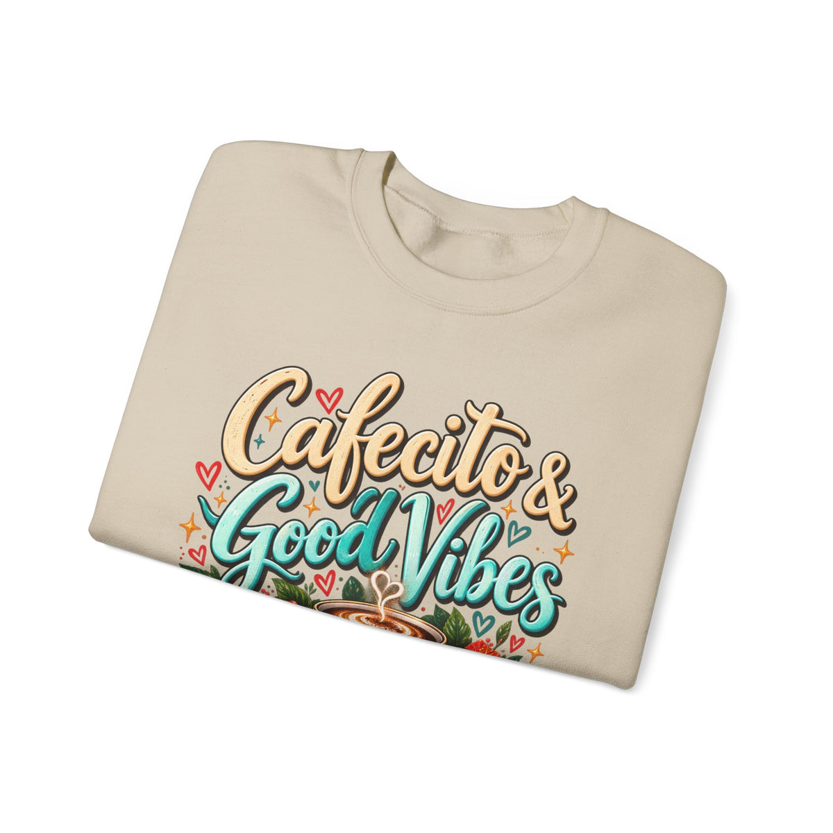 Cafecito & Good Vibes Sweatshirt ☕🇵🇷🌺 - Puerto Rican Inspired Cozy Crewneck