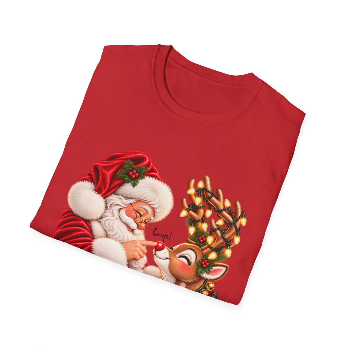 Santa & Rudolph “Boop!” Christmas Graphic Tee 🎄❤️