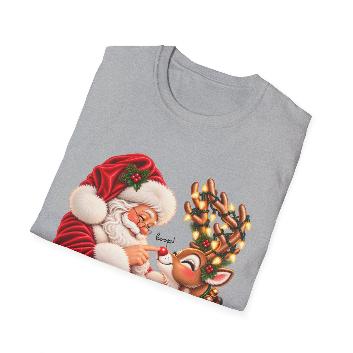 Santa & Rudolph “Boop!” Christmas Graphic Tee 🎄❤️