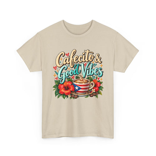 Cafecito & Good Vibes T-Shirt ☕🇵🇷🌺 - Puerto Rican Coffee Lover Tee